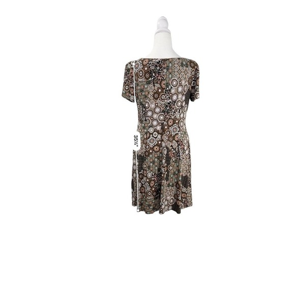 Northstyle Brown Multicolored Fit and Flare Short Sleeve Floral Dress Size 6 - Picture 14 of 15